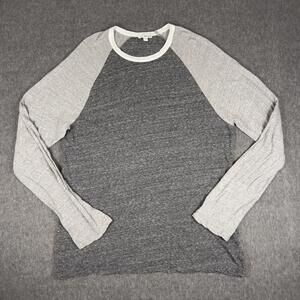 James Perse Shirt Mens Large Gray Colorblock Raglan Long Sleeve Crewneck USA